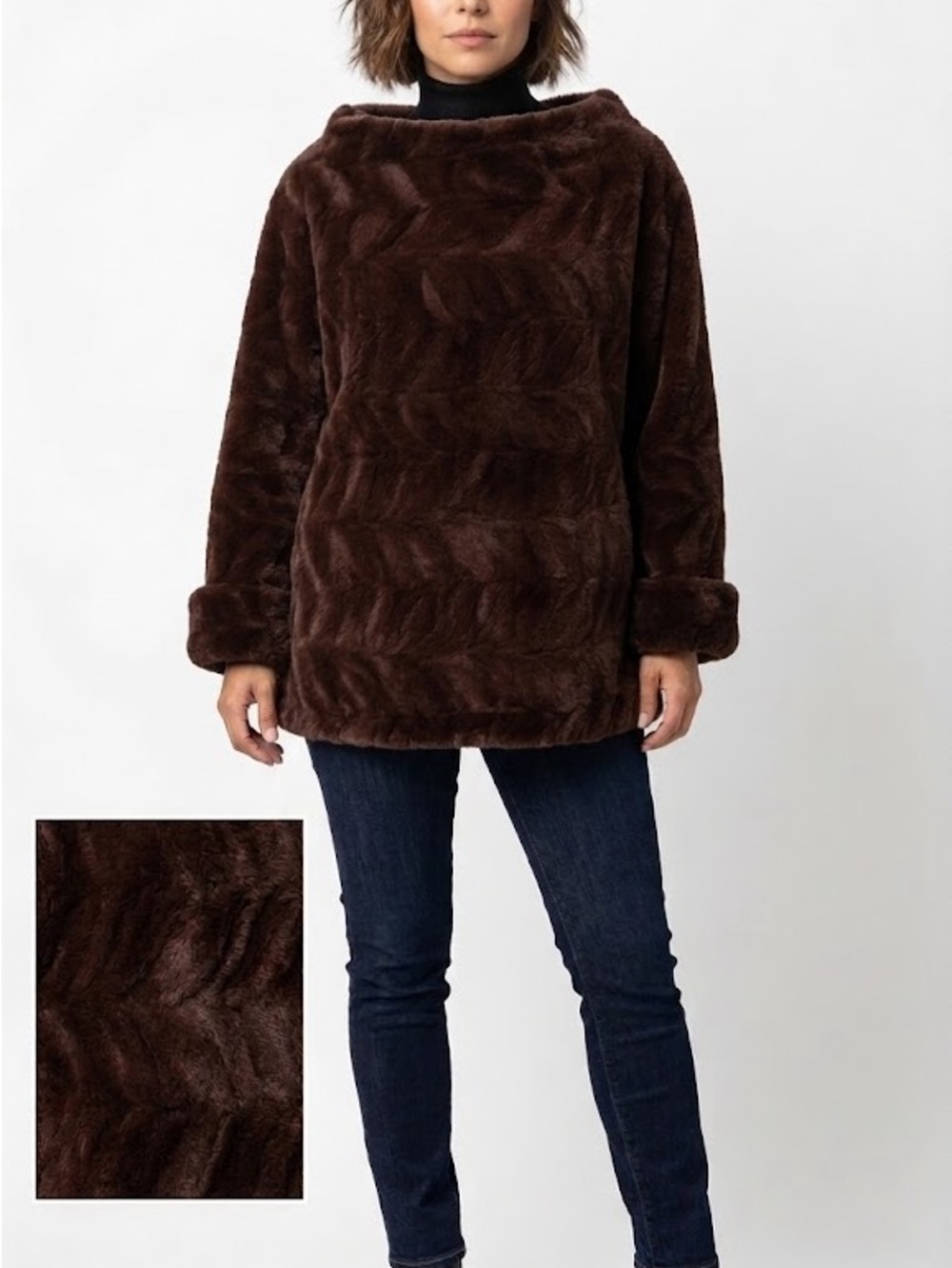 George Mamoukakis Plucked Mink Funnel Neck Sweater Size Medium Fur Coat